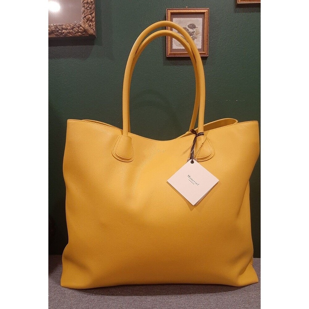 MONCRIEF LONDON NWT Luxury Handmade Sunny Yellow Oversized  Leather Weekend Tote